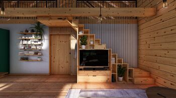 vizualizace obývací pokoj / kuchyně - Prodej domu 133 m², Vacov