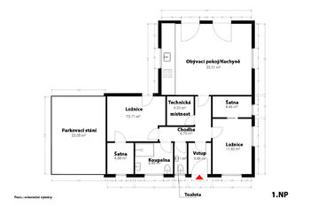půdorys přízemí - Prodej domu 133 m², Vacov