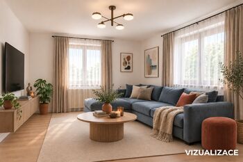 2. NP, obývací pokoj (vizualizace) - Prodej domu 173 m², Mladý Smolivec