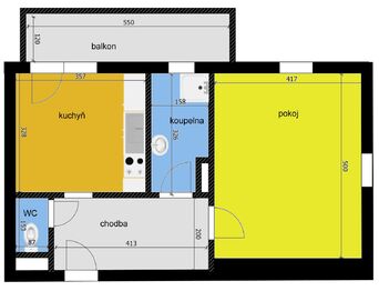 Pronájem bytu 1+1 v osobním vlastnictví 47 m², Poděbrady