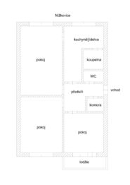 Půdorys bytu - Prodej bytu 3+1 v osobním vlastnictví 77 m², Nížkovice