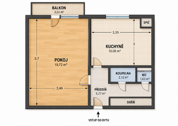 Prodej bytu 1+1 v osobním vlastnictví 37 m², Brno