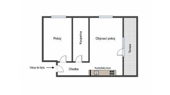 Plánek bytu - Pronájem bytu 2+kk v družstevním vlastnictví 48 m², Praha 9 - Černý Most