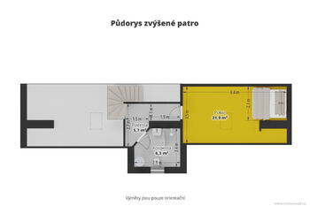 PŮDORYS ZVÝŠENÉ PATRO - Prodej bytu 3+kk v osobním vlastnictví 144 m², Praha 3 - Žižkov