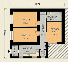 Půdorys - Prodej domu 78 m², Vinaře