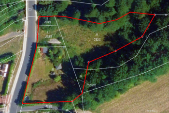 Vyznačení prodávaných pozemků v ortofotomapě - Prodej pozemku 3045 m², Mírová