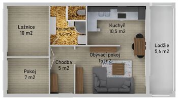 Prodej bytu 3+1 v družstevním vlastnictví 58 m², Praha 9 - Prosek