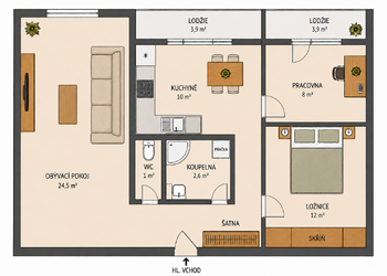 Prodej bytu 3+1 v osobním vlastnictví 66 m², Praha 9 - Střížkov