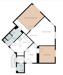 Orientační plánek 2D - Pronájem bytu 3+1 v osobním vlastnictví 69 m², Praha 4 - Podolí