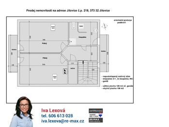 orientační půdorys podkroví - Prodej domu 126 m², Jílovice
