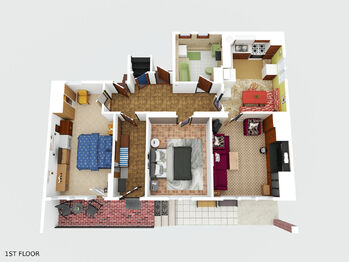 Plánek 3D - přízemí - Prodej domu 189 m², Praha 4 - Šeberov