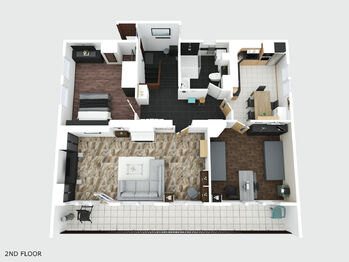 Plánek 3D - 1. patro - Prodej domu 189 m², Praha 4 - Šeberov