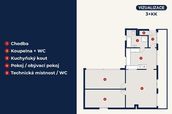 Půdorys: vizualizace 3+kk - Prodej bytu atypický v osobním vlastnictví 85 m², Praha 10 - Vršovice
