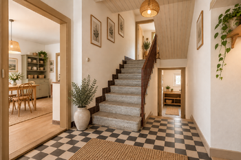 VIZUALIZACE - CHODBA A POHLED DO KUCHYNĚ - Prodej domu 145 m², Vavřinec