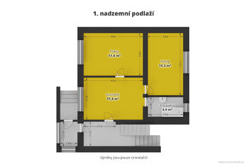 1.NP PŮDORYS 2D - Prodej domu 145 m², Vavřinec
