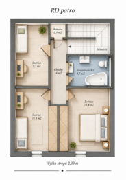 Půdorys patro.  - Prodej domu 129 m², Mělník