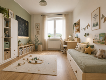 vizualizace dětský pokoj - Prodej bytu 3+1 v osobním vlastnictví 64 m², Beroun