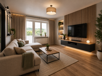 vizualizace obývací pokoj - Prodej bytu 3+1 v osobním vlastnictví 64 m², Beroun
