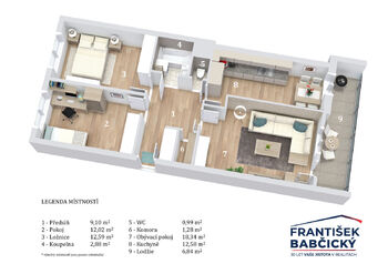 Prodej bytu 3+1 v osobním vlastnictví 70 m², Praha 5 - Stodůlky