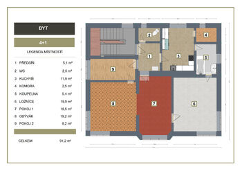 Prodej bytu 4+1 v osobním vlastnictví 91 m², Teplice