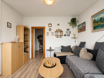 Obývací pokoj - Prodej bytu 2+1 v družstevním vlastnictví 59 m², Milovice