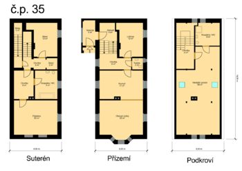 Půdorysy čp 35 - Prodej domu 160 m², Velemín