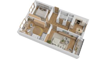 Byt 3+1, Mírová, Rychnov nad Kněžnou - vizualizace - Prodej bytu 3+1 v osobním vlastnictví 71 m², Rychnov nad Kněžnou