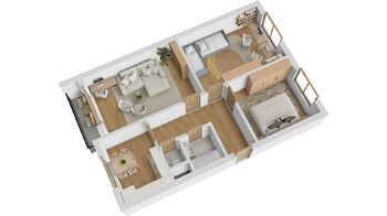 Byt 3+1, Mírová, Rychnov nad Kněžnou - vizualizace - Prodej bytu 3+1 v osobním vlastnictví 71 m², Rychnov nad Kněžnou