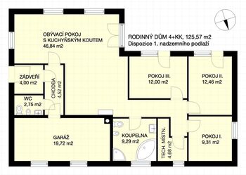 Dispoziční řešení domu - Prodej domu 126 m², Bystřice