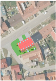 Návrh dispozičního řešení – dvojdům 4+kk s garáží a bazénem – situace - Prodej domu 150 m², Diváky