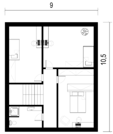 Návrh dispozičního řešení – dvojdům 4+kk s garáží a bazénem – půdorys 2. NP - Prodej pozemku 320 m², Diváky