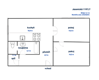 Prodej bytu 2+1 v osobním vlastnictví 50 m², Vsetín