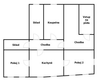 Půdorys 2NP - Prodej nájemního (činžovního) domu 183 m², Děčín