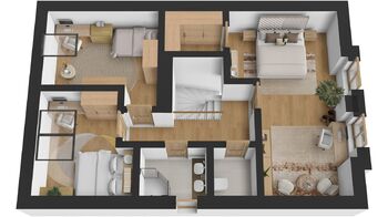 Půdorys 2.NP - Prodej bytu 4+kk v osobním vlastnictví 111 m², Hradec Králové