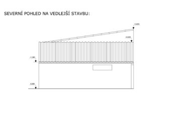 Severní pohled na vedlejší stavbu (pasport nemovitosti) - Prodej domu 112 m², Kouty