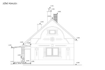 Jižní pohled na dům (pasport nemovitosti) - Prodej domu 112 m², Kouty