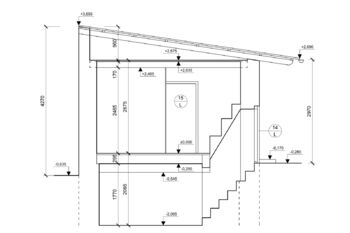 Řez vedlejší stavbou (pasport nemovitosti) - Prodej domu 112 m², Kouty