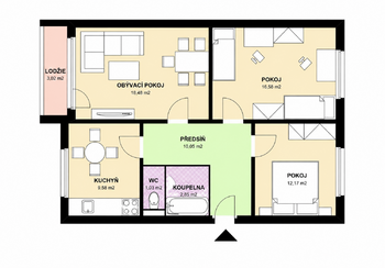 Prodej bytu 3+1 v osobním vlastnictví 71 m², Chrudim