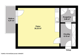 Pronájem bytu 1+kk v osobním vlastnictví 43 m², Kutná Hora