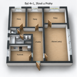 Orientační půdorys - Prodej bytu 4+1 v osobním vlastnictví 126 m², Jílové u Prahy