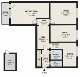 Prodej bytu 3+1 v družstevním vlastnictví 74 m², Humpolec