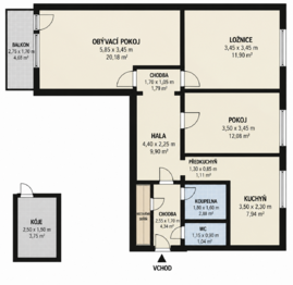 Prodej bytu 3+1 v družstevním vlastnictví 74 m², Humpolec