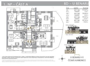 půdorys 1.NP část A - Prodej nájemního (činžovního) domu 939 m², Česká Kamenice