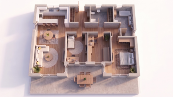 3D půdorys - Prodej domu 118 m², Krupka