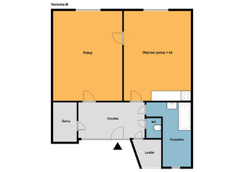 Bez příčky - Prodej bytu 2+kk v družstevním vlastnictví 70 m², Praha 9 - Libeň