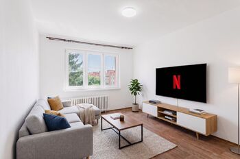 Vizualizace - obývací pokoj - Prodej bytu 2+1 v družstevním vlastnictví 52 m², Praha 10 - Záběhlice