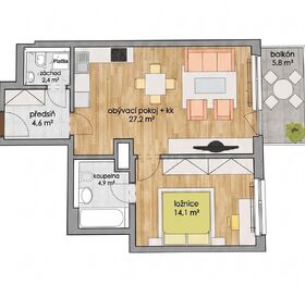 Prodej bytu 2+kk v osobním vlastnictví 62 m², Praha 9 - Vysočany