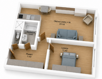 Pronájem bytu 2+kk v osobním vlastnictví 45 m², Praha 5 - Stodůlky