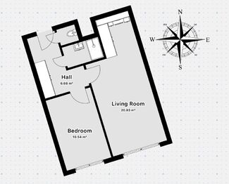 Půdorys - Pronájem bytu 2+kk v osobním vlastnictví 44 m², Praha 9 - Horní Počernice