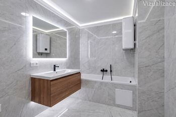 Koupelna s WC - vizualizace - Prodej domu 117 m², Dobřichovice